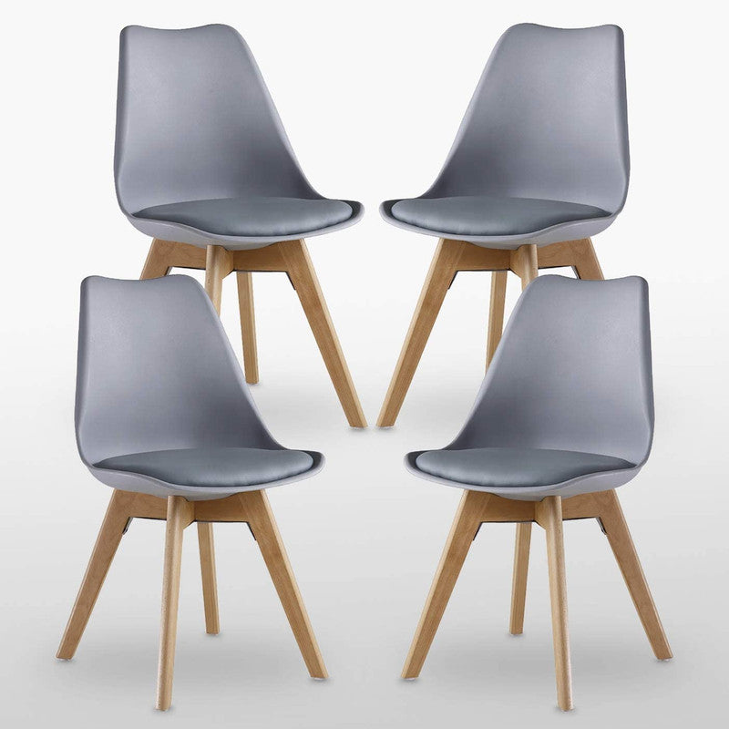 5PCs Dining Set - White Halo Dining Table & Set of 4 Lorenzo Tulip Dining Chairs