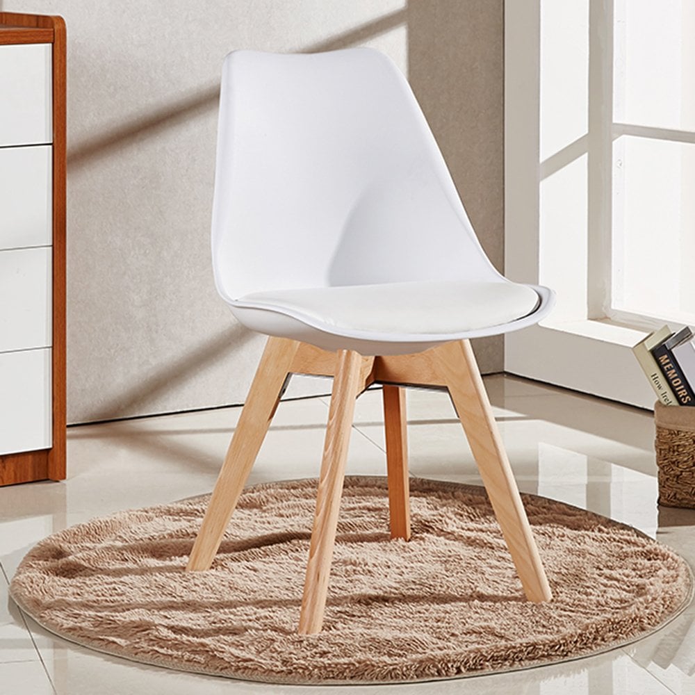 5PCs Dining Set - White Halo Dining Table & Set of 4 Lorenzo Tulip Dining Chairs