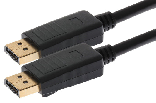 Maplin Lockable 4K Ultra HD DisplayPort Cable - Black, 1m