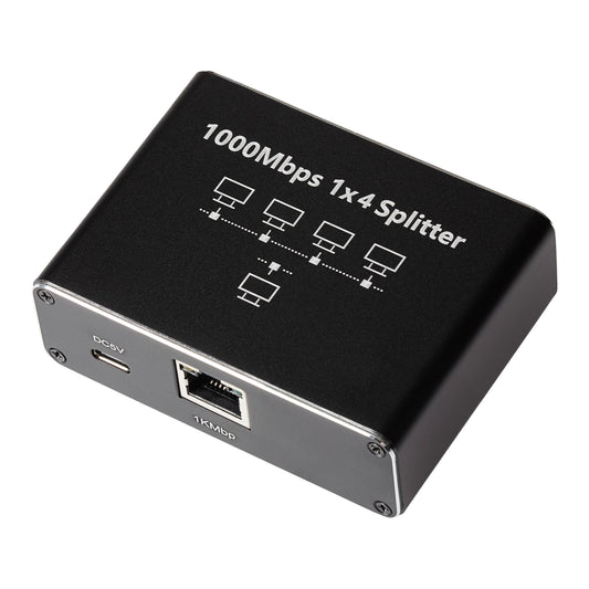 Maplin RJ45 1 Port In 4 Ports Out Ethernet LAN Splitter - Black