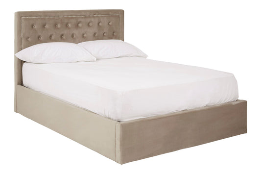 Hadley Mink Velvet Ottoman Double Bed