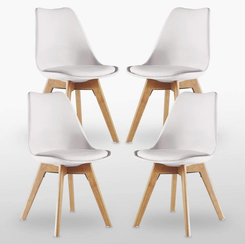5PCs Dining Set - White Halo Dining Table & Set of 4 Lorenzo Tulip Dining Chairs