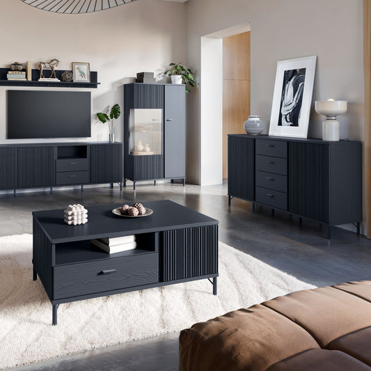 Larson Sideboard 2 Door 4 Drawer in Black Graphite