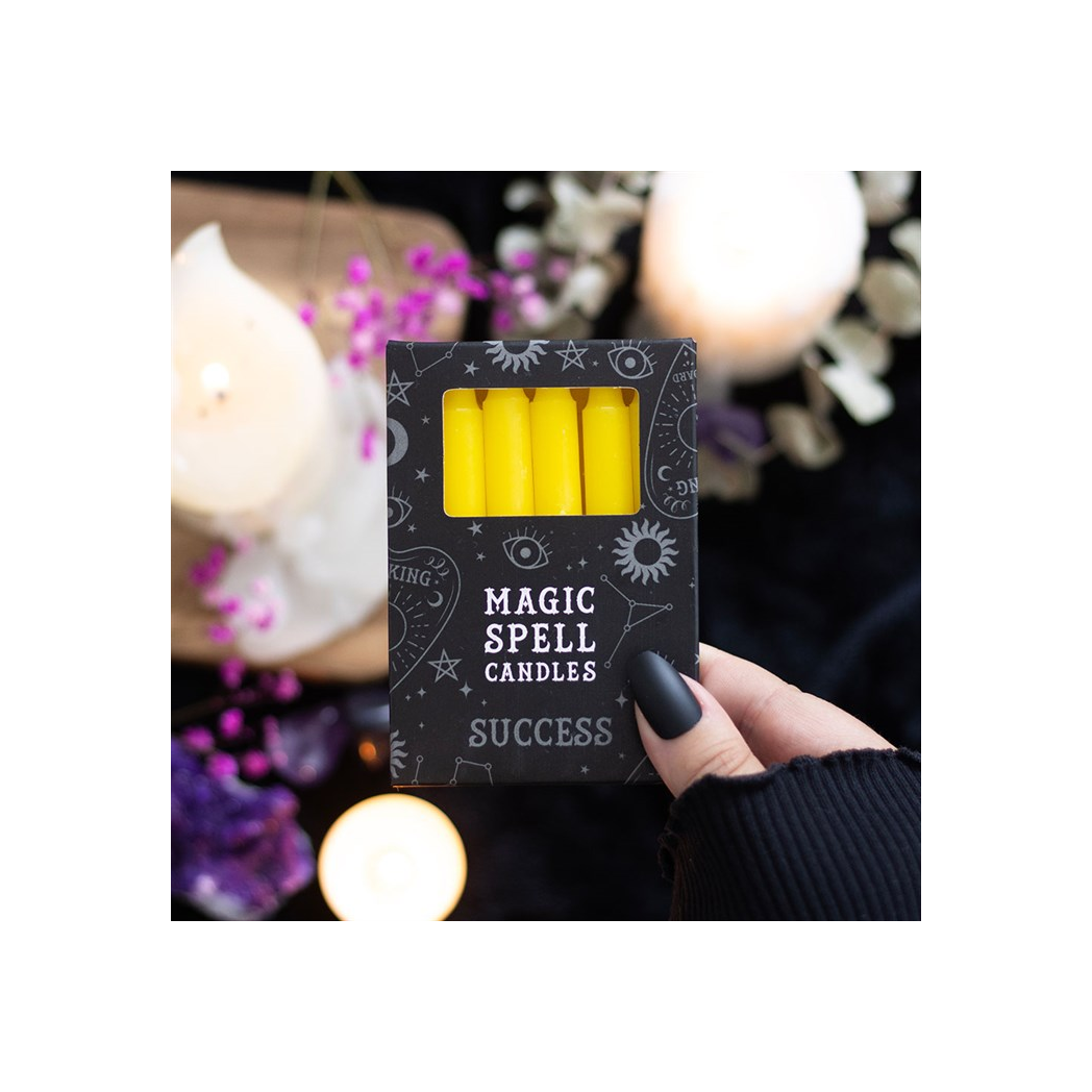 Set of 12 Yellow 'Success' Spell Candles