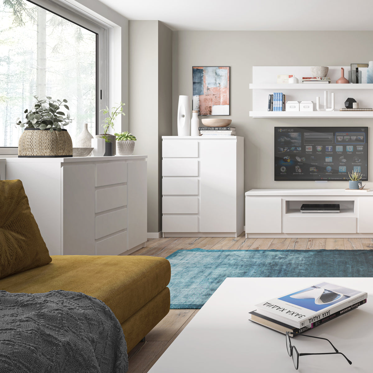 Faraday 2 Door 4 Drawer Sideboard in White