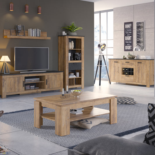 Raif 1 Drawer Bookcase in Chestnut and Matera Grey