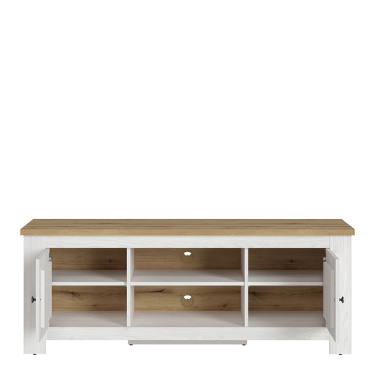 Cleo 2 Door TV Unit in White and Oak (154cm)
