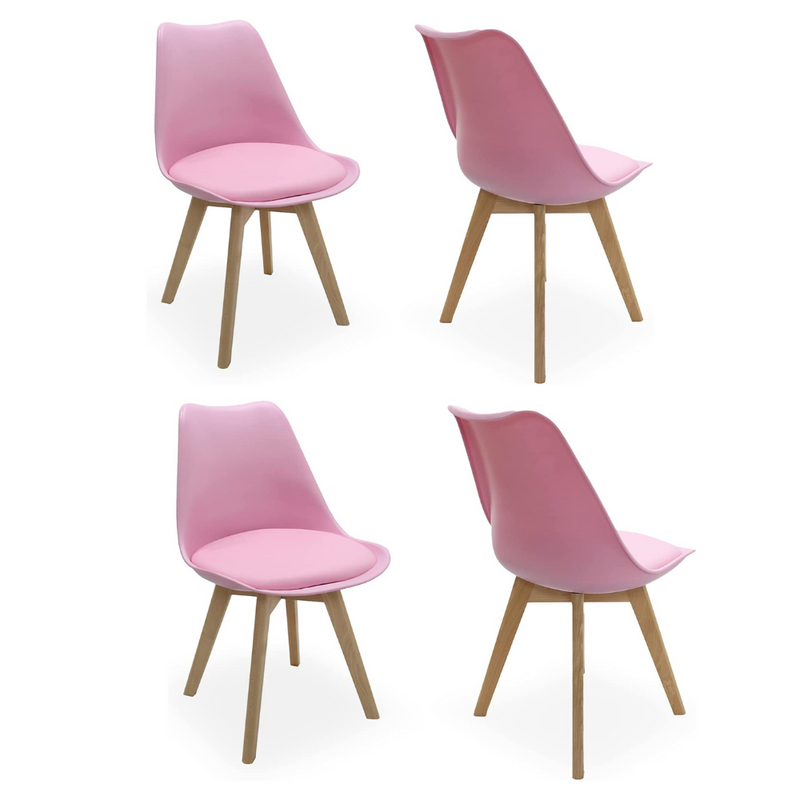 5PCs Dining Set - White Halo Dining Table & Set of 4 Lorenzo Tulip Dining Chairs