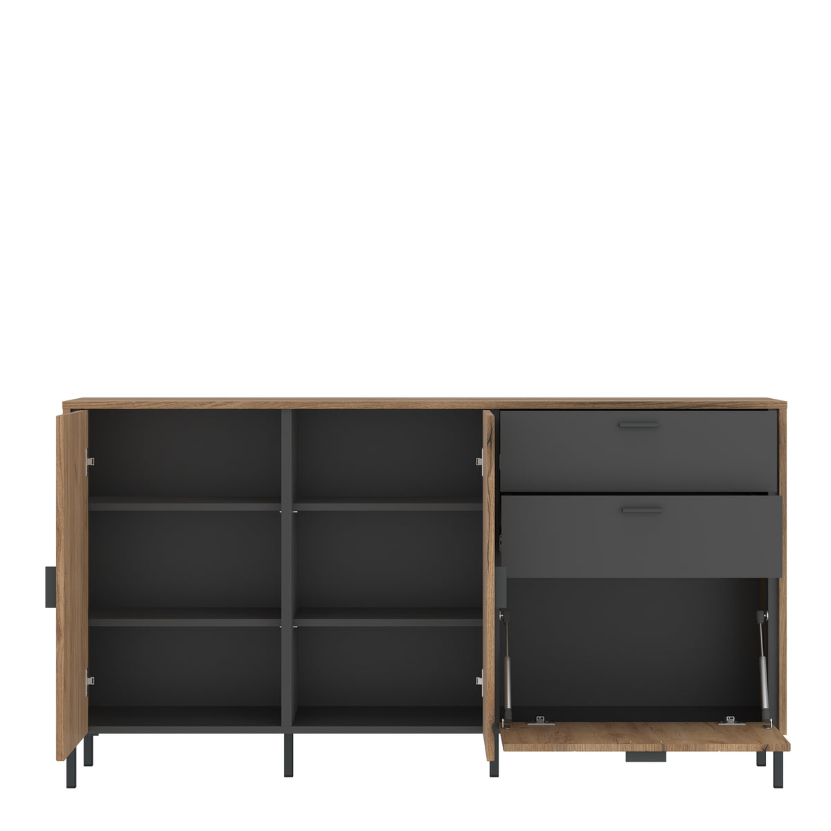 Atticus Sideboard 2 Door 1 Flap 2 Drawer in Oak/Grey