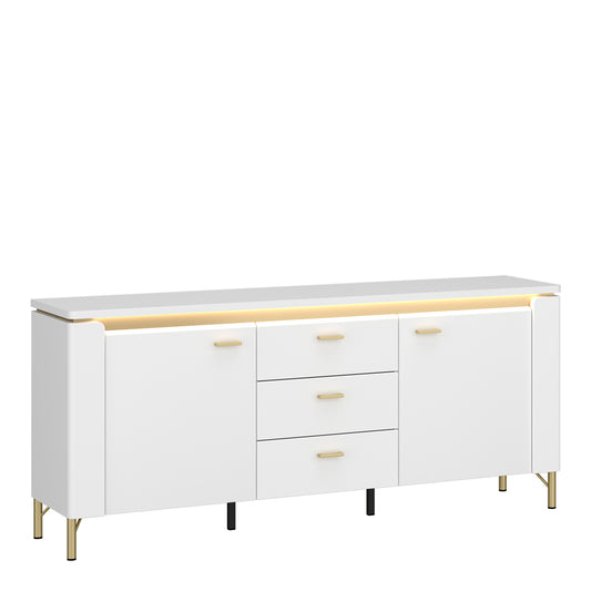 Lorenzo TV Cabinet 2 Door 3 Drawer in Alpine White/White Gloss