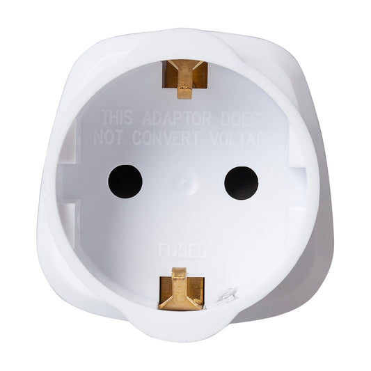Maplin Schuko Plug to UK Mains Plug Converter 13 Amp Travel Adapter - White