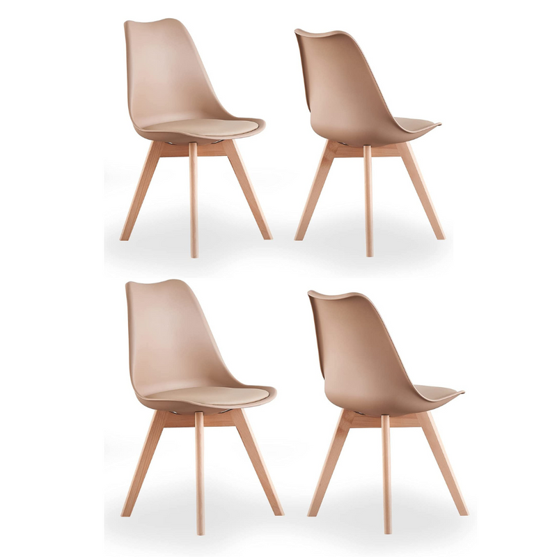 5PCs Dining Set - White Halo Dining Table & Set of 4 Lorenzo Tulip Dining Chairs