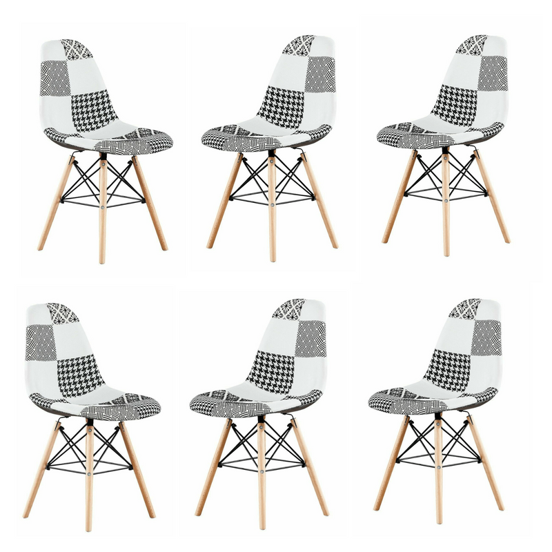 Elsie Dining Chair - Black/White Patchwork