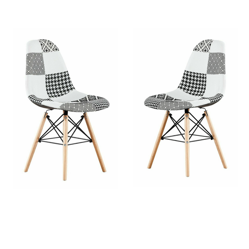 Elsie Dining Chair - Black/White Patchwork