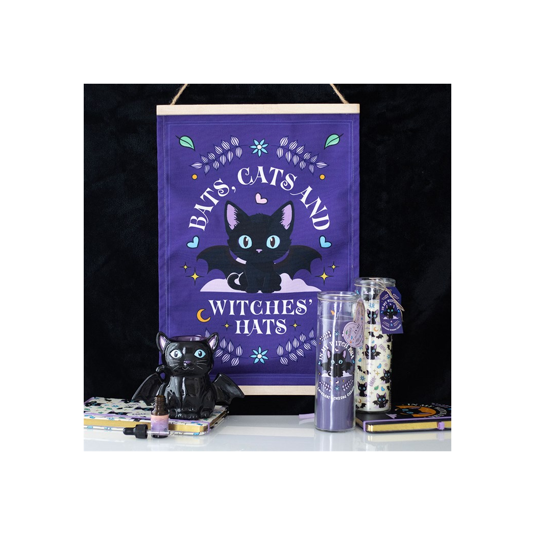 Bats, Cats and Witches Hats Fabric Wall Hanging