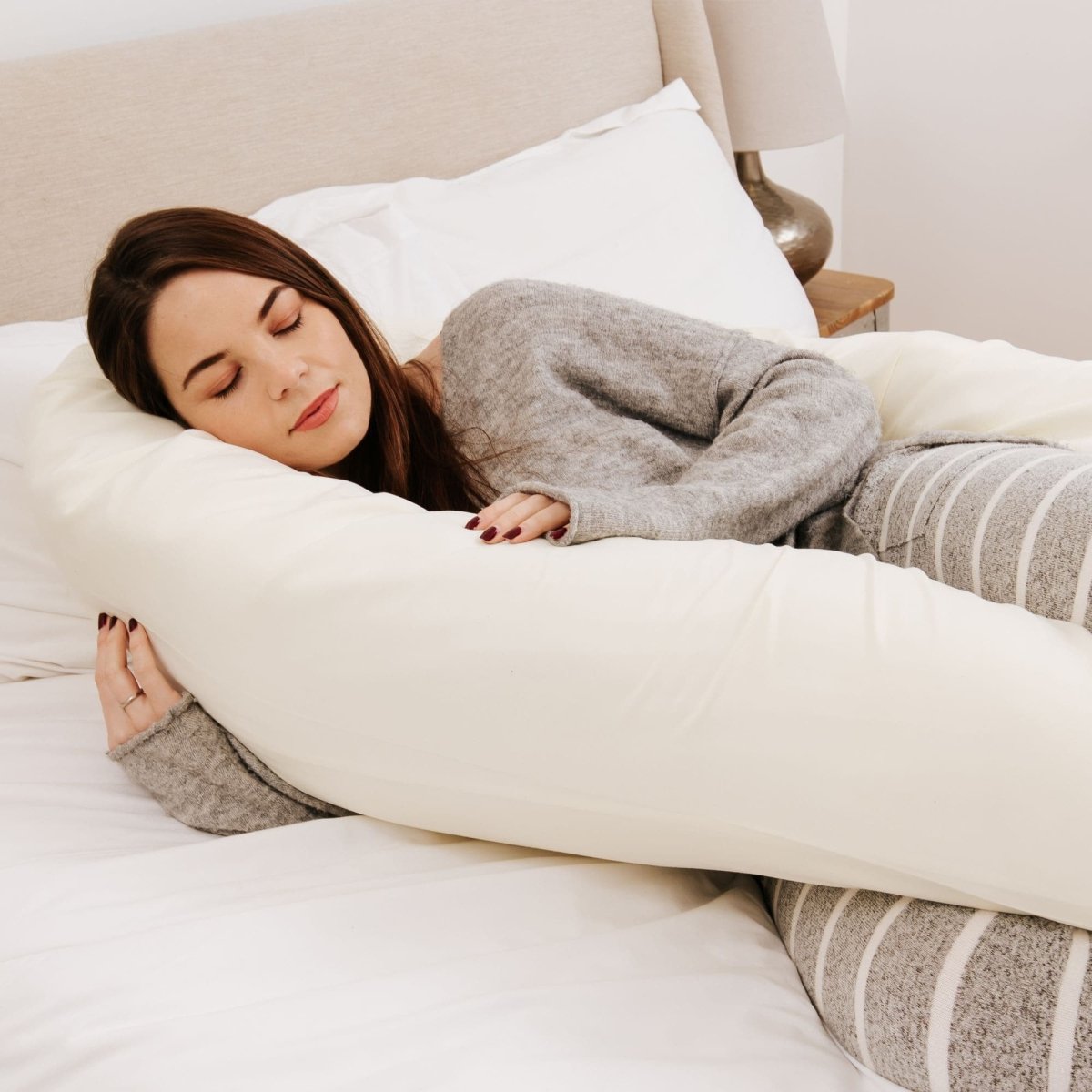 6 Ft Maternity Pillow And Case - Cream
