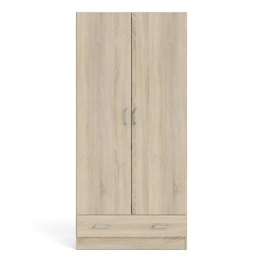 Jupiter Wardrobe with 2 Doors + 1 Drawer in Oak 1750