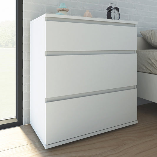 North Chest of 3 Drawers in White