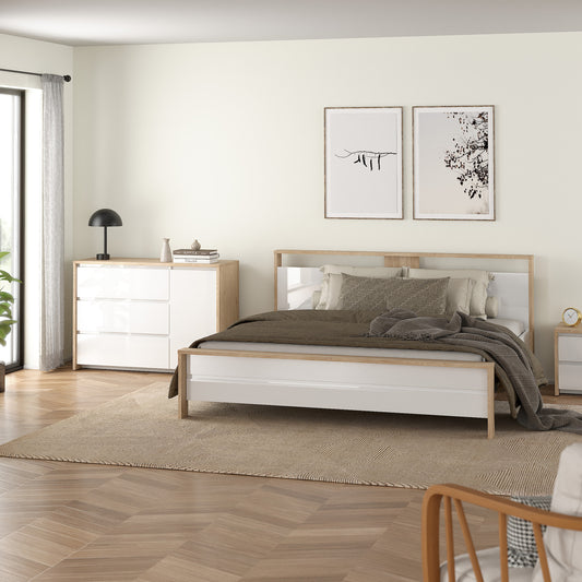 Nessa Sideboard with 1 door and 3 drawers Jackson Hickory White high gloss