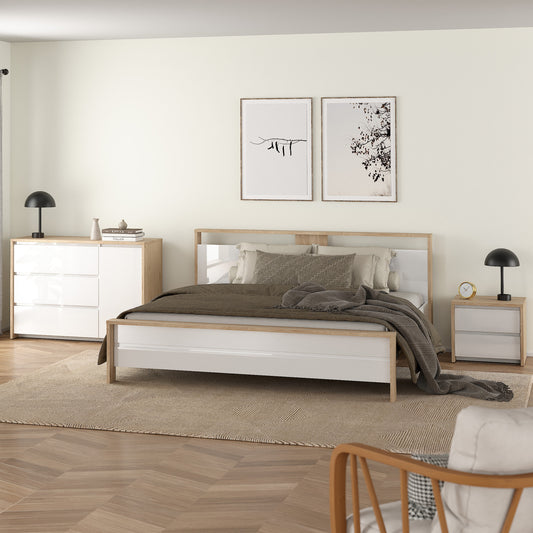 Nessa 2 Drawer Bedside - Jackson Hickory White High Gloss