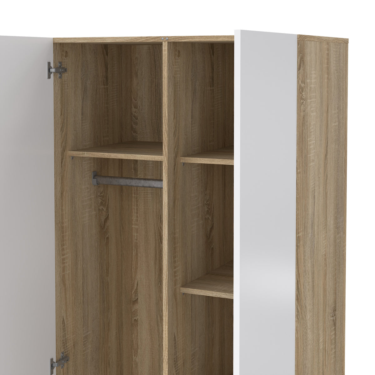 Pippa Wardrobe with 2 Doors in Oak with White High Gloss