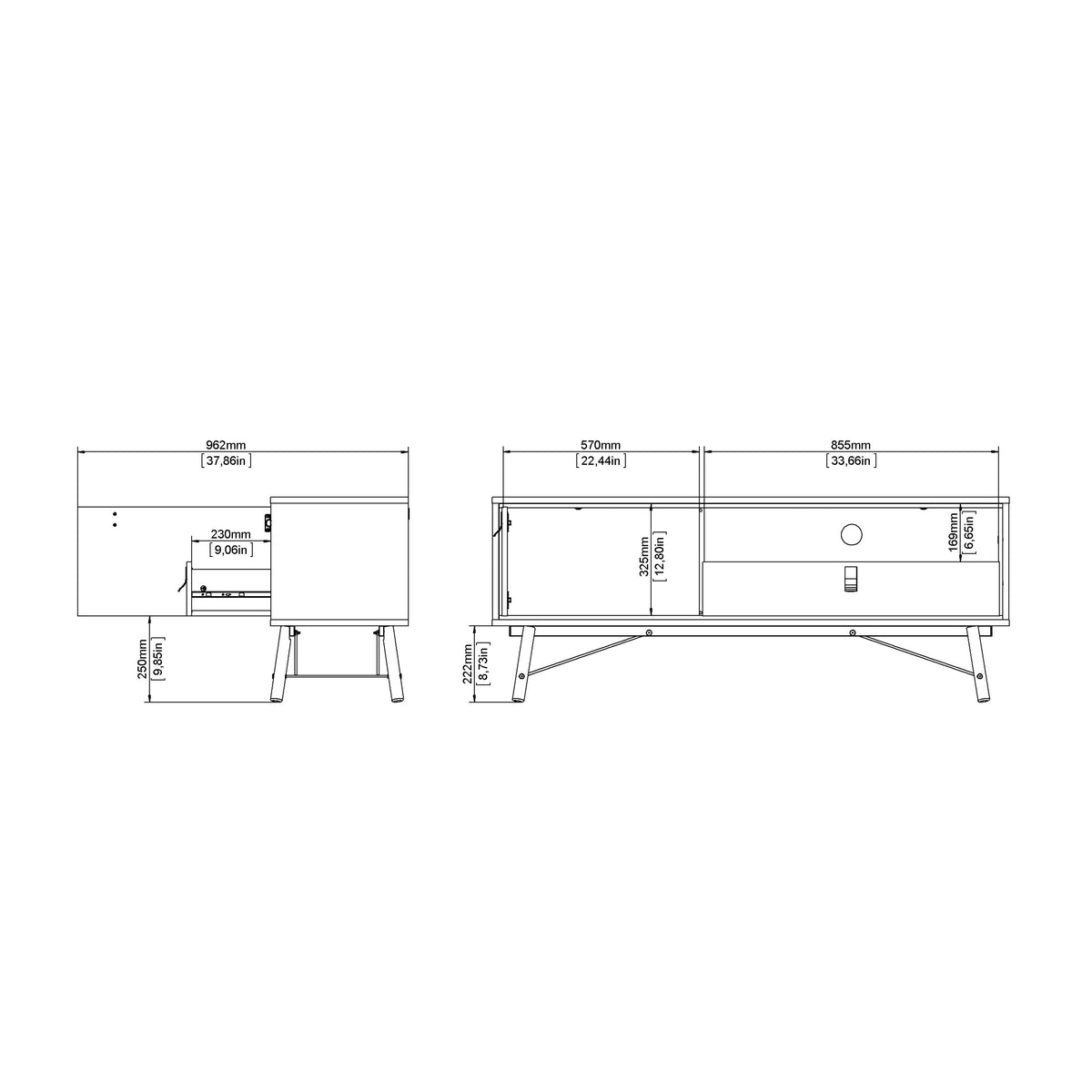 Raya TV Unit 1 Door 1 Drawer in Matt Black Walnut