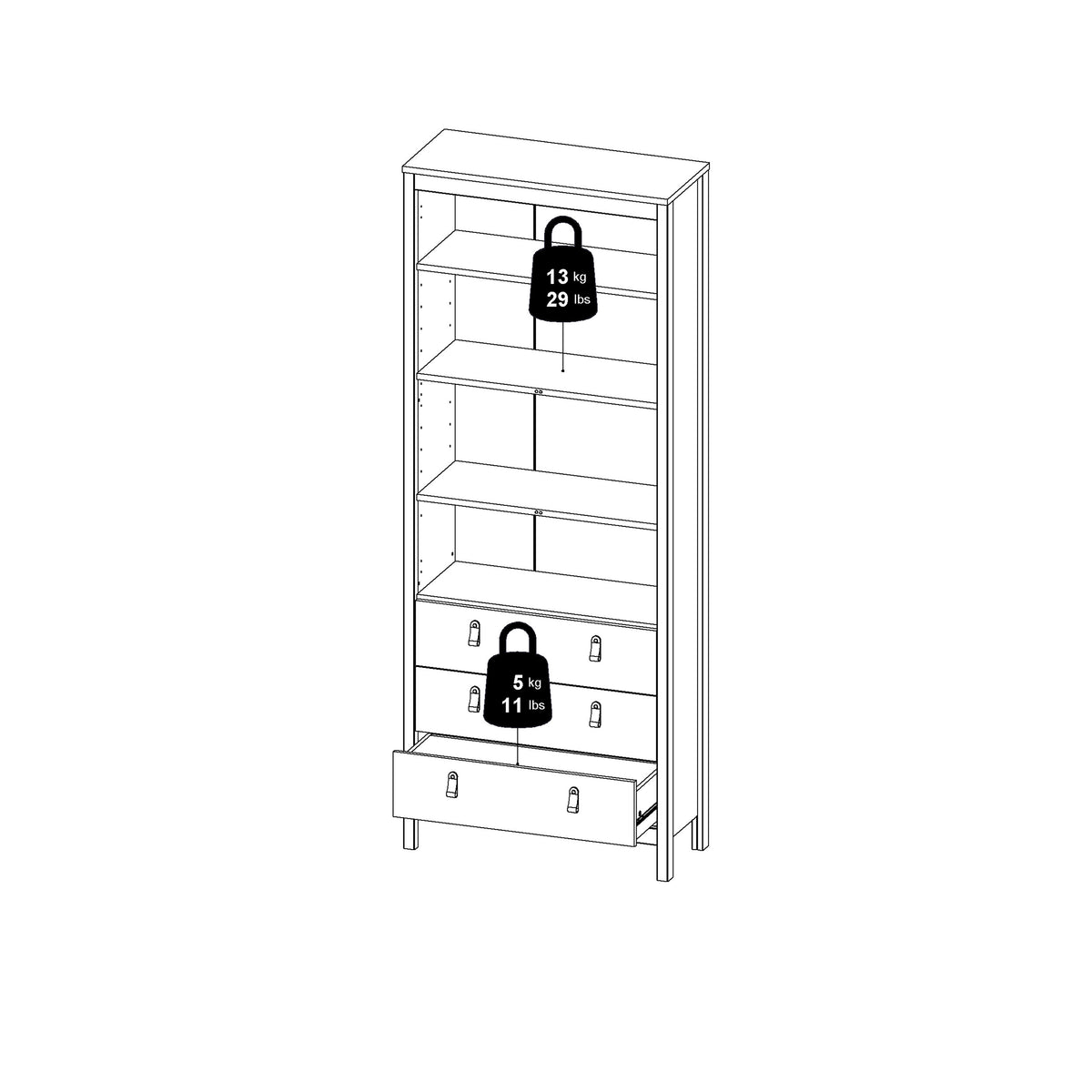 Maria China Cabinet 2 Doors with Glass + 3 Drawers in Jackson Hickory Oak