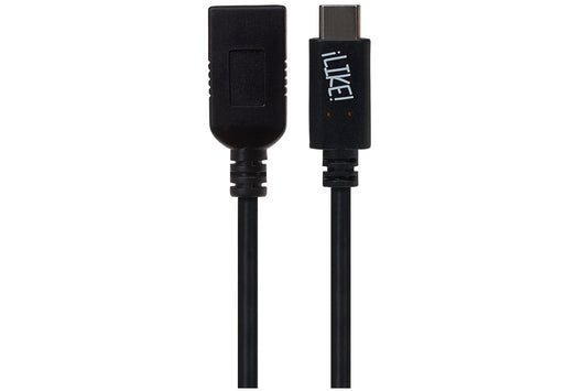 Maplin USB-C to USB-A 3.1 Gen 1 Female Adapter - Black, 14cm