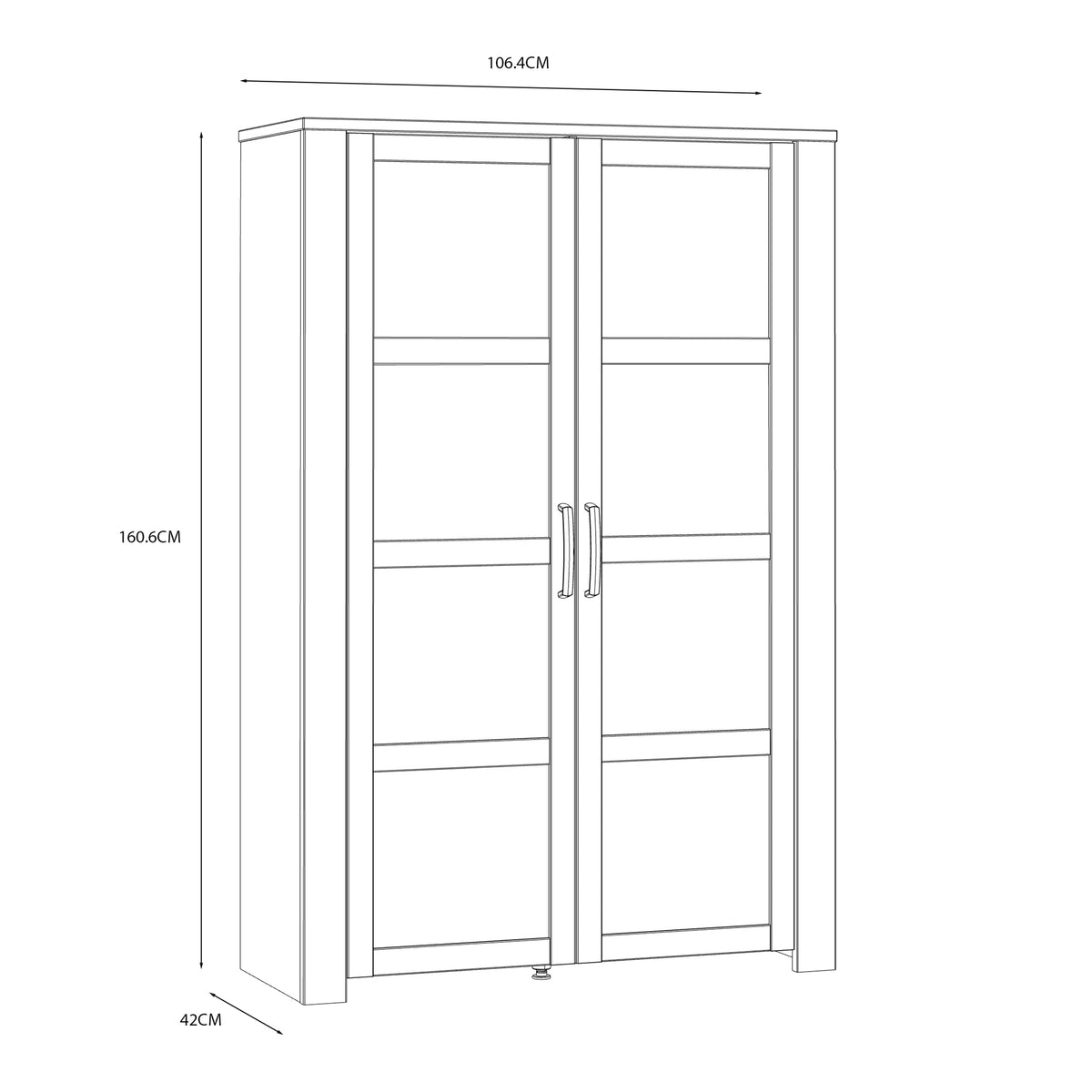 Balmoral 2 Door Display Cabinet in Riviera Oak/White