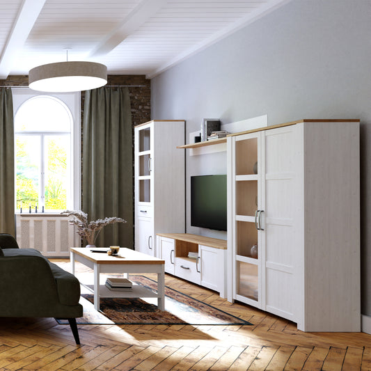 Balmoral Display Cabinet inc. 2x LED Lights in Riviera Oak/White