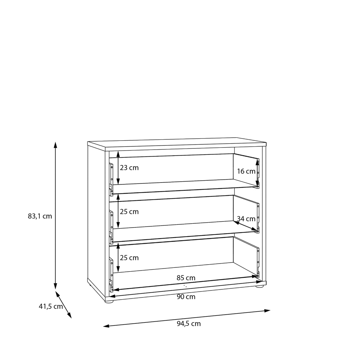 Alyson 3 Drawer Chest with Push-to-Open Drawers in Elegancia Oak