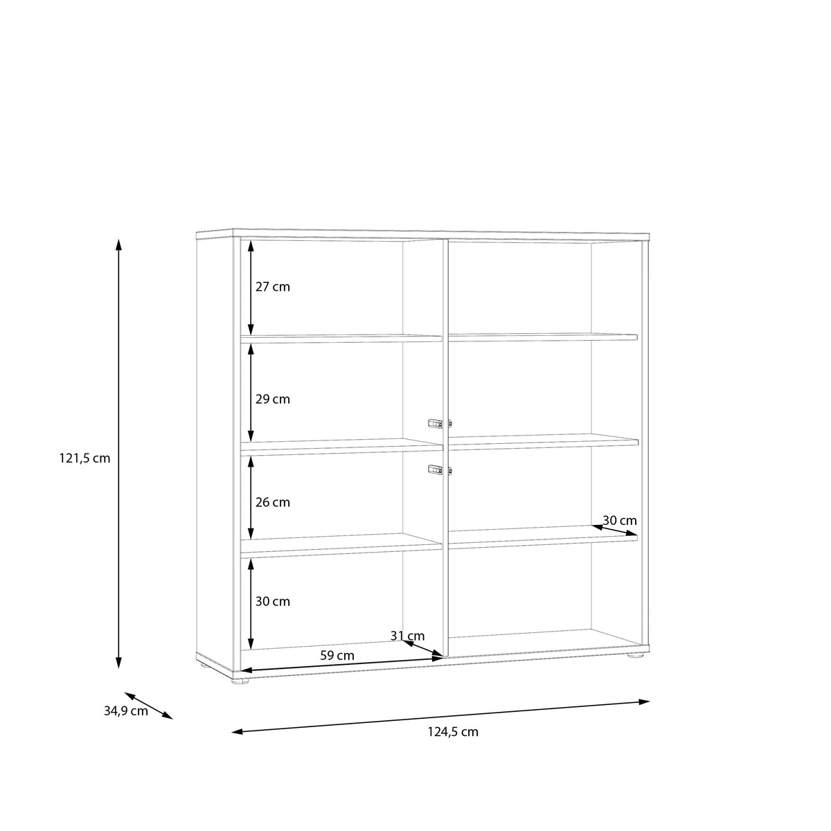 Alyson 4 Door Large Storage Cabinet with Push-to-Open Doors in Taupe