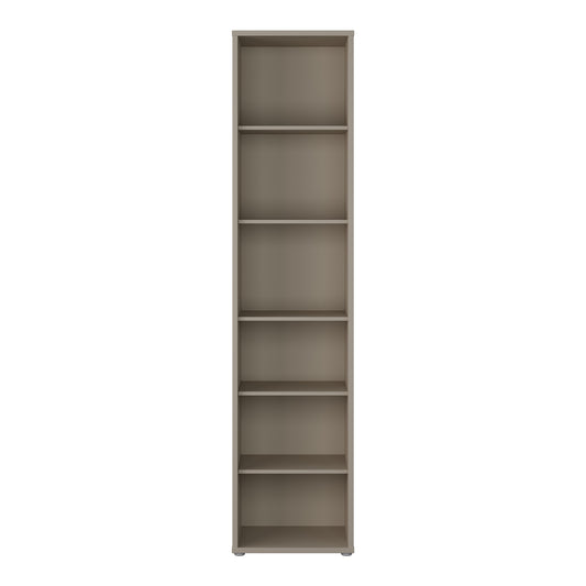 Alyson Tall Narrow Bookcase with 5 Shelves in Taupe