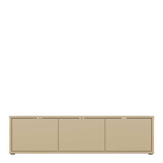 Alyson Wide TV Cabinet with 3 Doors Push-to-Open in Butter Yellow