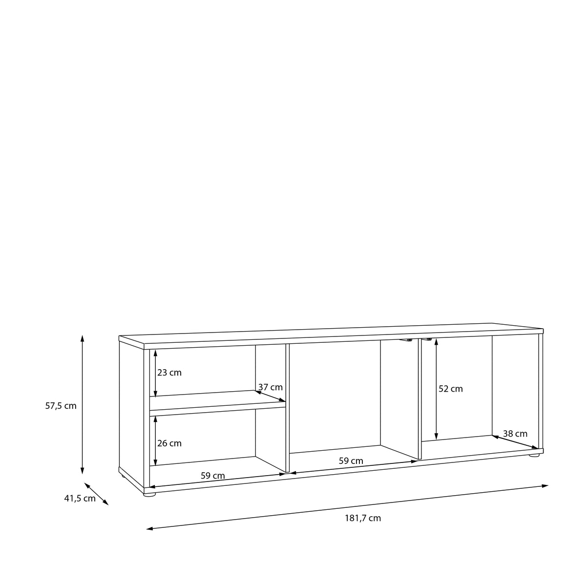 Alyson Wide TV Cabinet with 2 Doors Push-to-Open & 1 Open Shelf in Sand