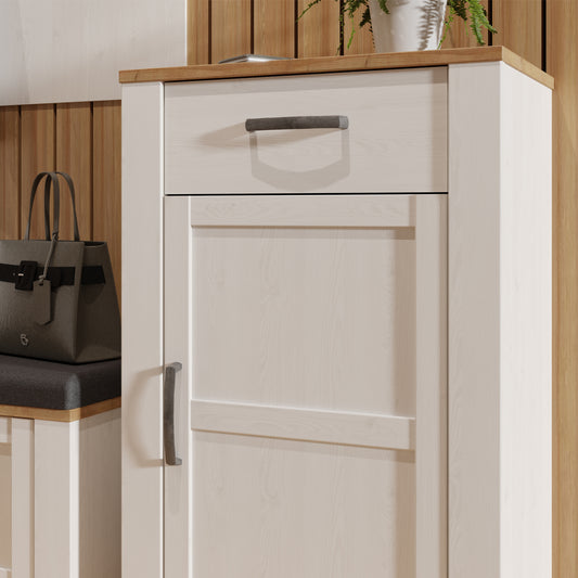 Balmoral 1 Door 1 Drawer Shoe Cabinet in Riviera Oak/White