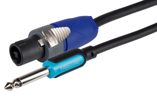 ProSound Neutrik Speakon NL2FX Connector to 1/4" 6.35mm 2 Pole Jack Plug Cable - Black
