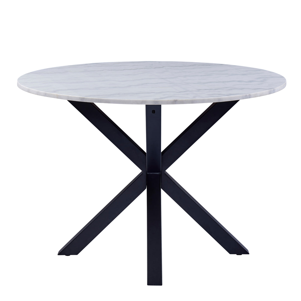 Harlow Round Dining Table with White Polished Marble Top