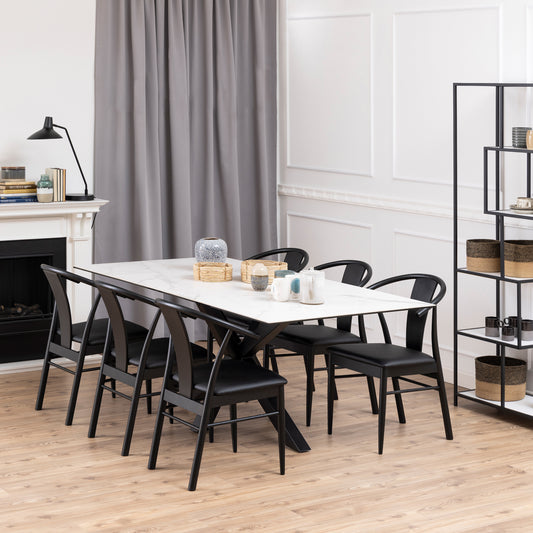 Harlow Dining Table with Ceramic White Top 200cm