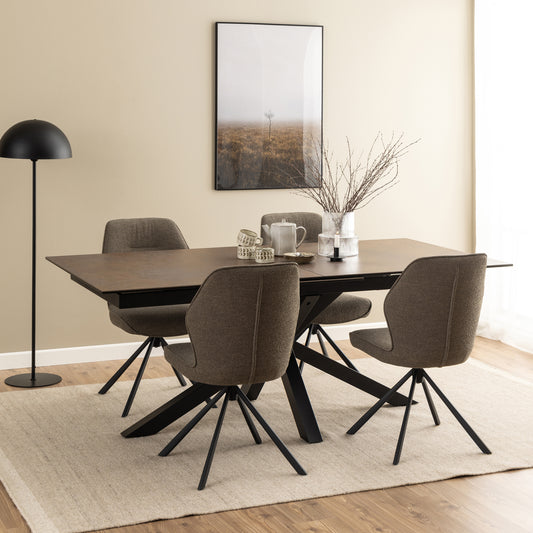 Harlow Extendable Dining Table with Ceramic Rusty Brown Top 200cm
