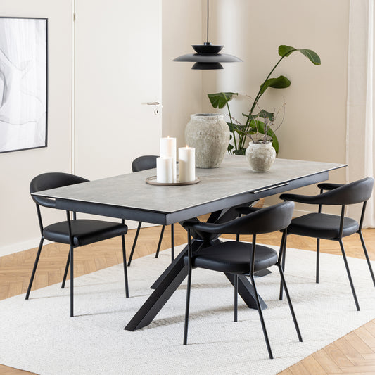 Harlow Extendable Dining Table with Ceramic Grey Top 200cm
