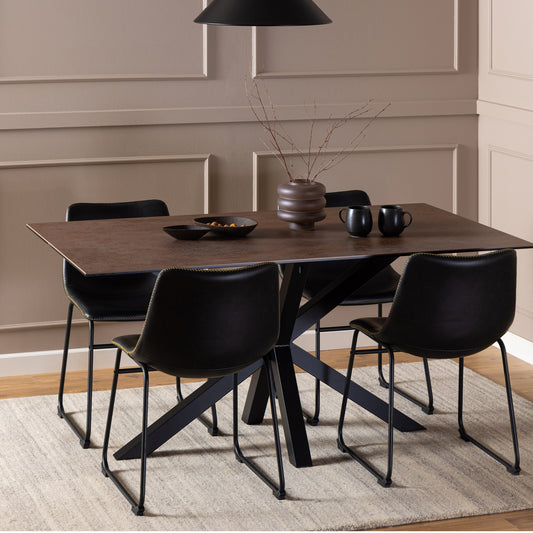 Harlow Dining Table in Ceramic Rusty Brown 160x75.5cm
