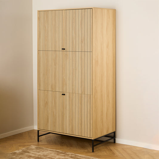 Alberto Wardrobe 4 Doors in Black/Oak