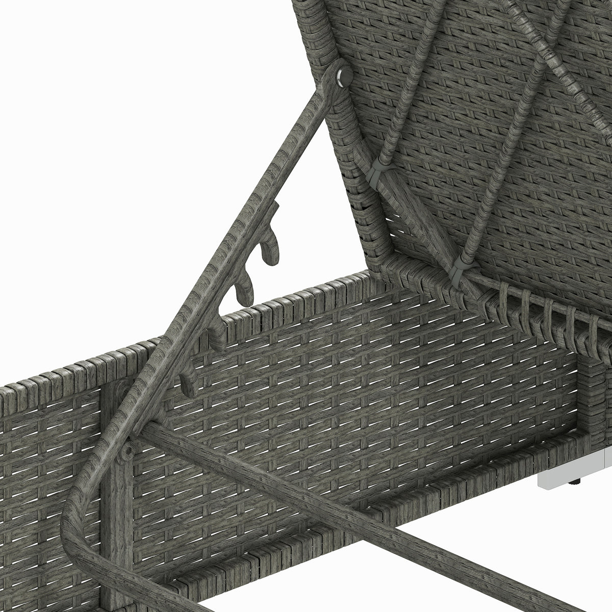 Outsunny Rattan Sun Lounger, Five-Position Reclining Garden Lounger Bed with Cushion, Light Grey