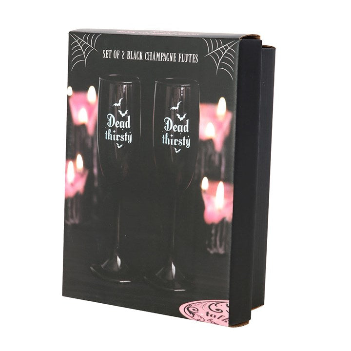 Set of 2 Dead Thirsty Champagne Flutes