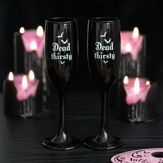 Set of 2 Dead Thirsty Champagne Flutes