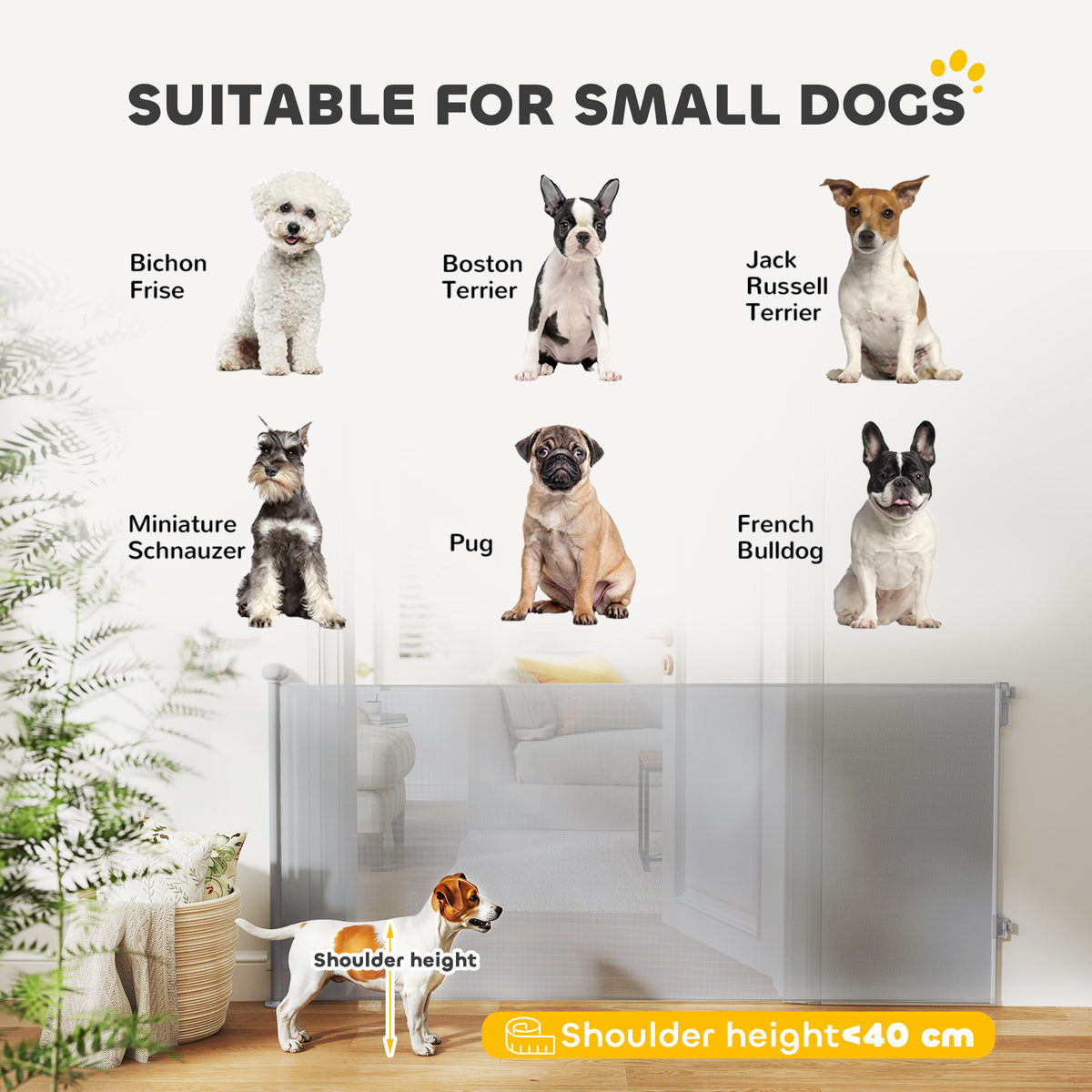 PawHut Retractable Stair Gate Extends Up to 180 cm Wide, Dog Gate for Doorways, Stairways, Hallways, Grey
