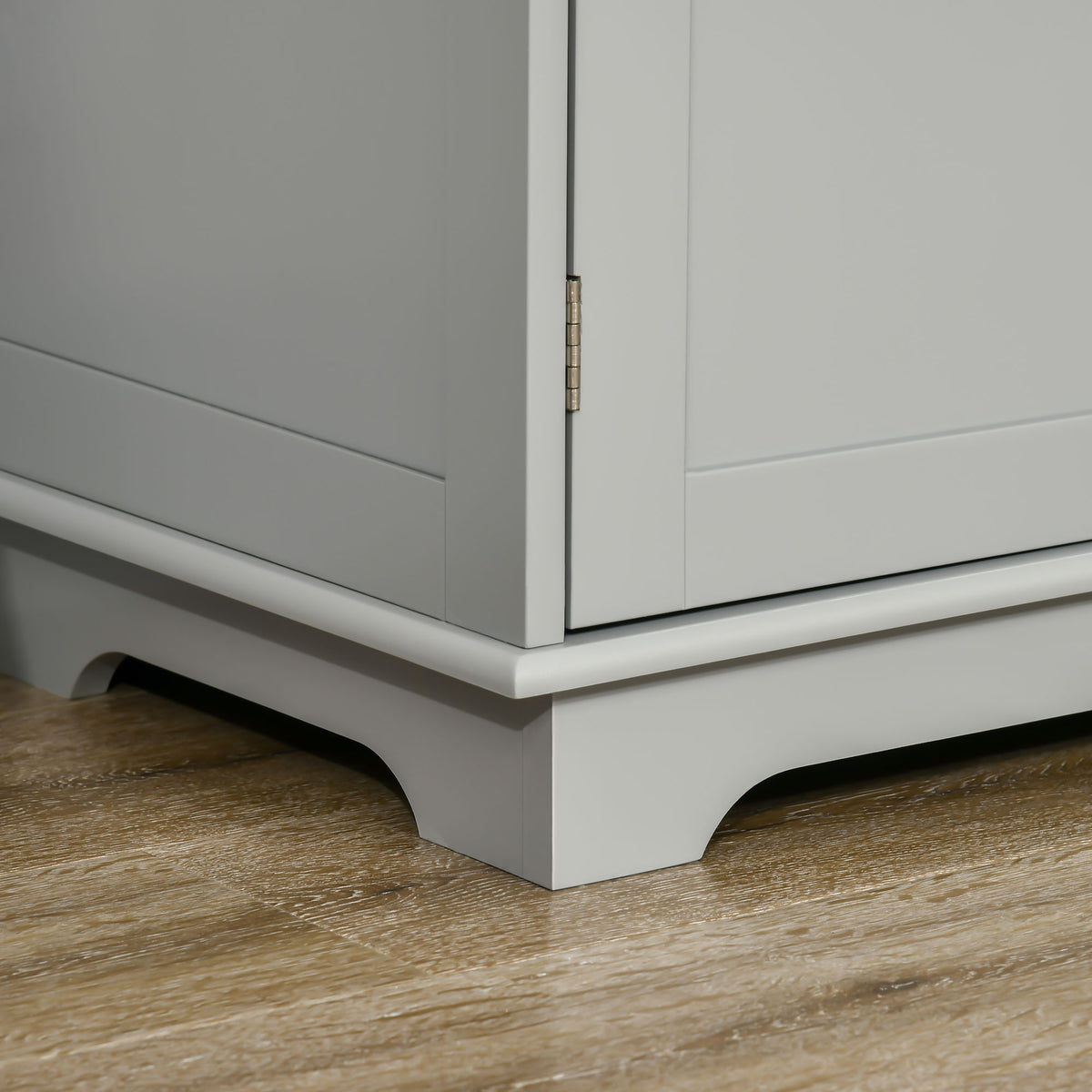 Sideboard with Rubberwood Top and Independent Storage Shelves for Dining Room, Kitchen - Grey