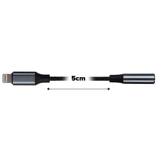 Maplin Lightning to 3.5mm Female Headphone Jack Audio Adapter - Black, 5cm