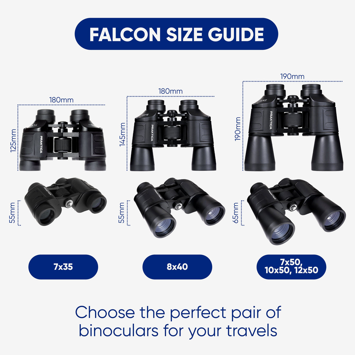 PRAKTICA Falcon 7x35mm Wide Angle Porro Prism Field Binoculars - Black